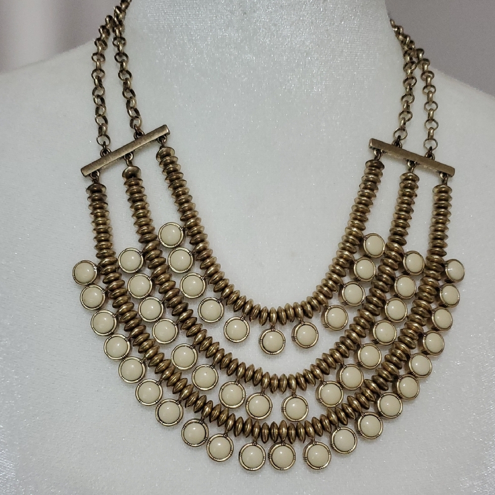 Lucky Brand Gold and Cream Statement Necklace
